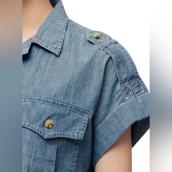 Ralph Lauren Denim Blue Chambray Short-Sleeve Shirt Size Medium - Picture 4 of 10